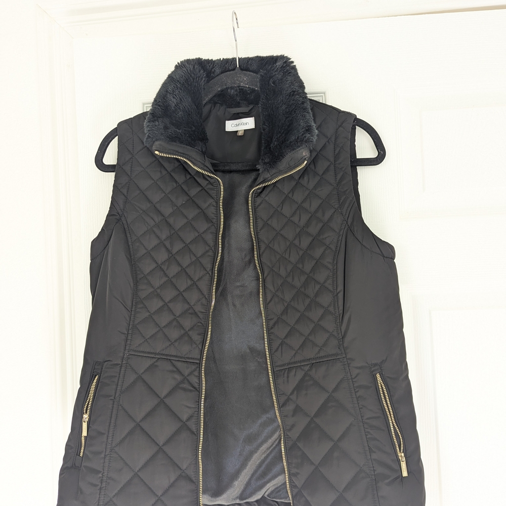 Calvin Klein Collection Black Quilted Vest Size S